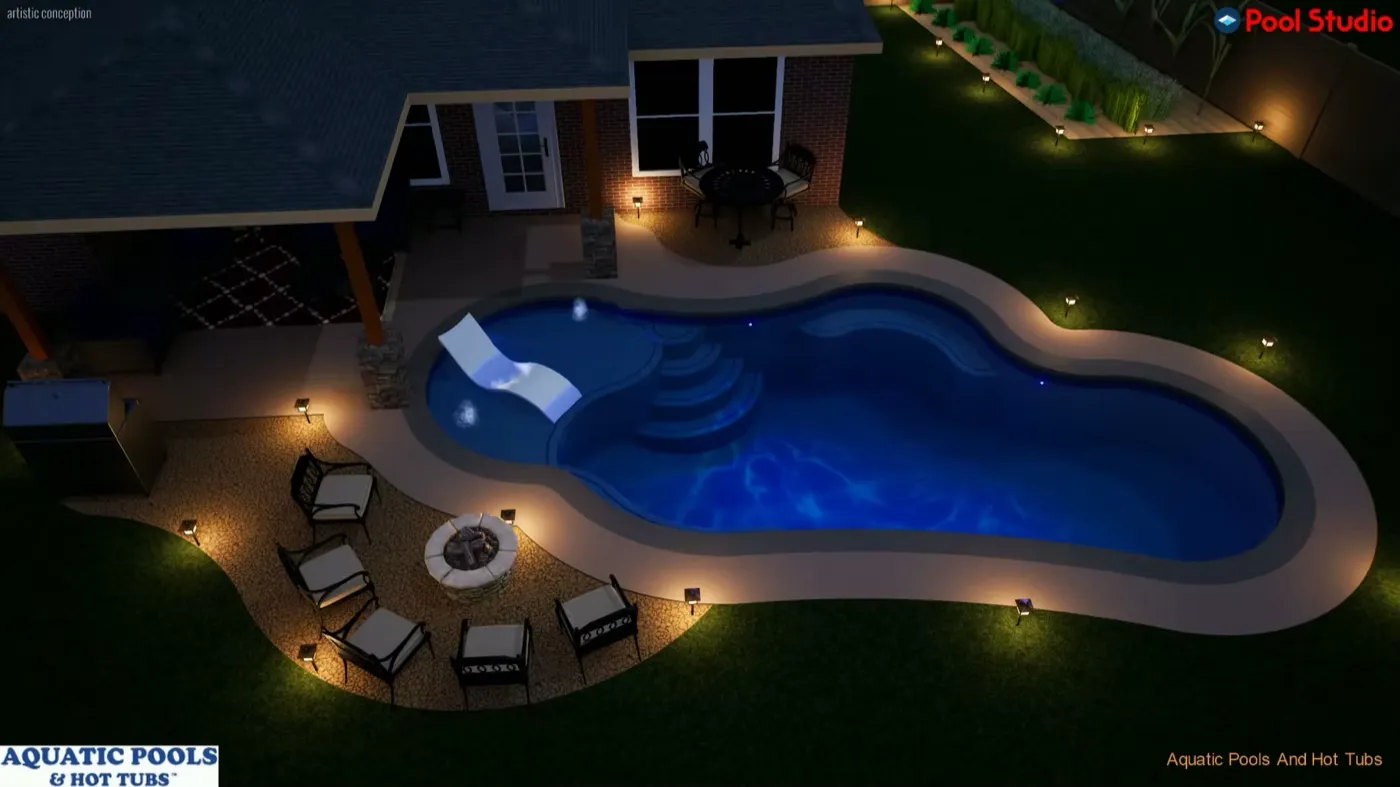 3D Pool Studio design render with branding