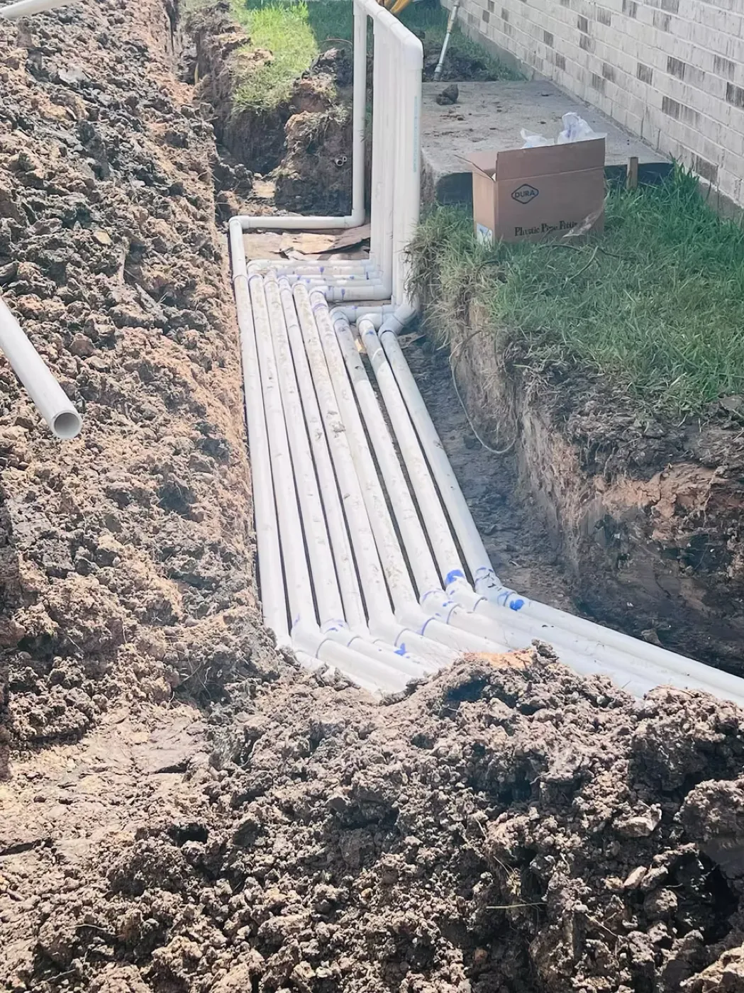 Pool plumbing lines during installation